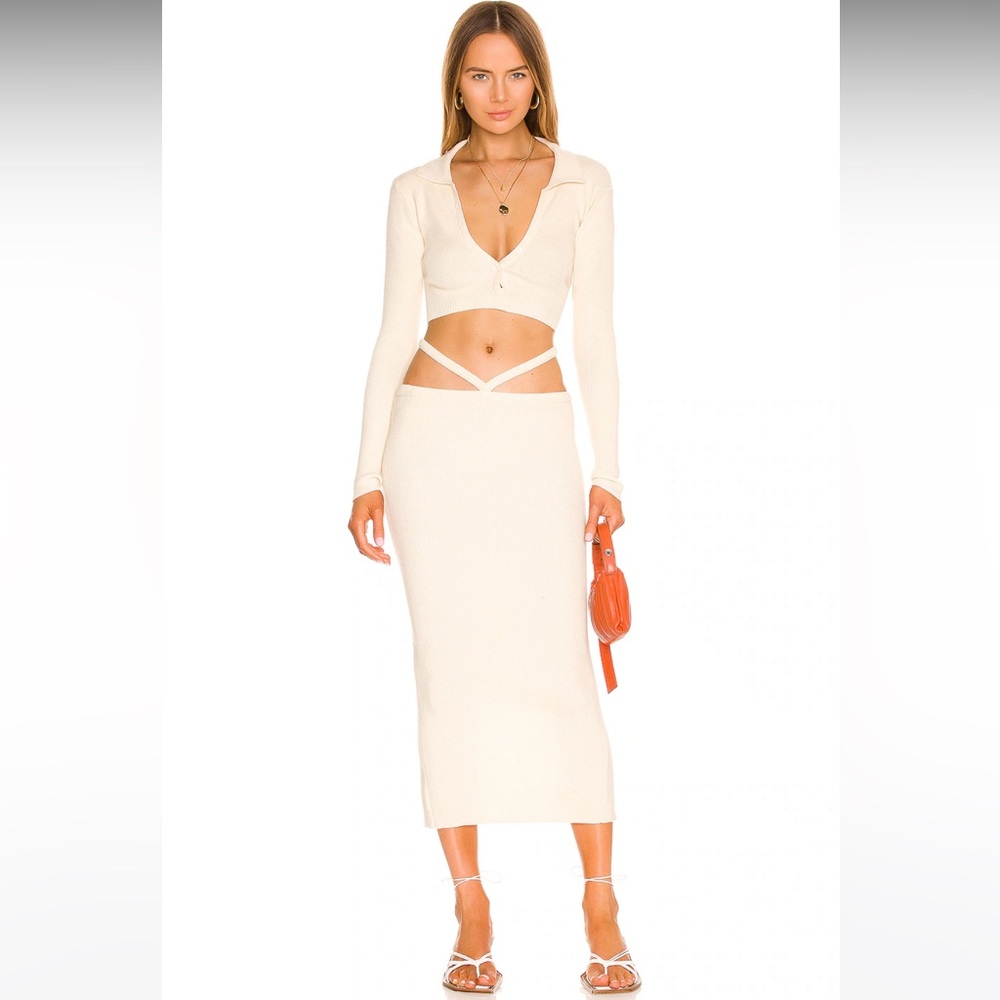 For Love And Lemons Mona Midi Skirt in Ivory